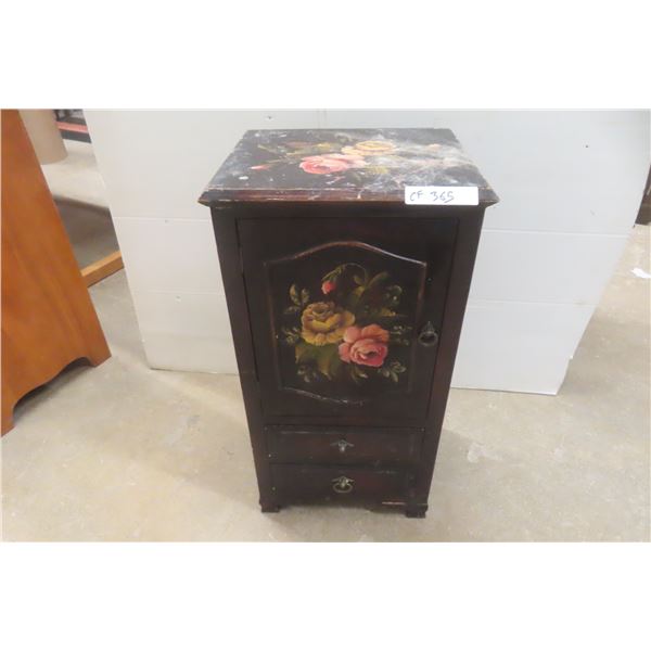 Smaller Cabinet with Hand-Painted Design 28" x 15" x 12"