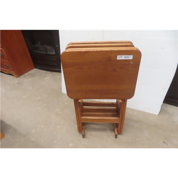 4 Folding Wooden TV Tables