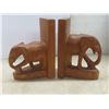 Image 4 : Hand Carved Kenya Elephant Book Ends and Terry McLean Collector Plate with Wood Frame