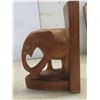 Image 6 : Hand Carved Kenya Elephant Book Ends and Terry McLean Collector Plate with Wood Frame