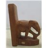 Image 7 : Hand Carved Kenya Elephant Book Ends and Terry McLean Collector Plate with Wood Frame