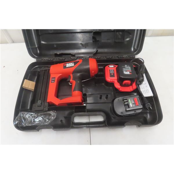 Black and Decker 12V Nailer with 2 Batteries, Charger, and Case