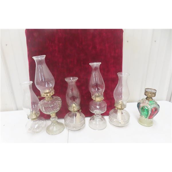 5 Coal Oil Lamps 4 with Chimneys