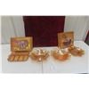 Image 1 : 4 Carnival Glass 2 w/Box + Tray, and Butter/Candy Dish