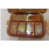 Image 2 : 4 Carnival Glass 2 w/Box + Tray, and Butter/Candy Dish