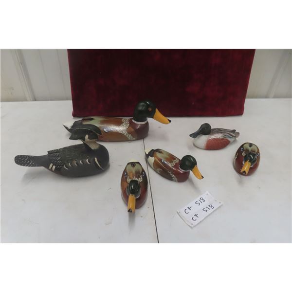 6 Carved Duck Ornaments/Decoys