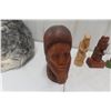 Image 2 : 7 Carved Wood Pieces: Bust, Totem, Soldier, Stag/Doe, Bird +