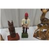 Image 4 : 7 Carved Wood Pieces: Bust, Totem, Soldier, Stag/Doe, Bird +