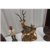 Image 5 : 7 Carved Wood Pieces: Bust, Totem, Soldier, Stag/Doe, Bird +