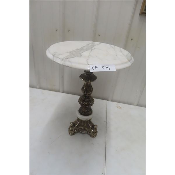 Fancy Marble Top Stand, 20" High, 15" Diameter
