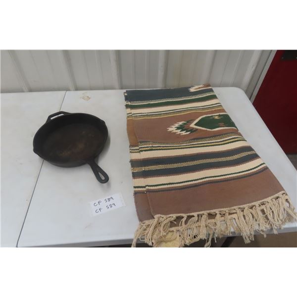 Cast Frying Pan and Navaho Blanket