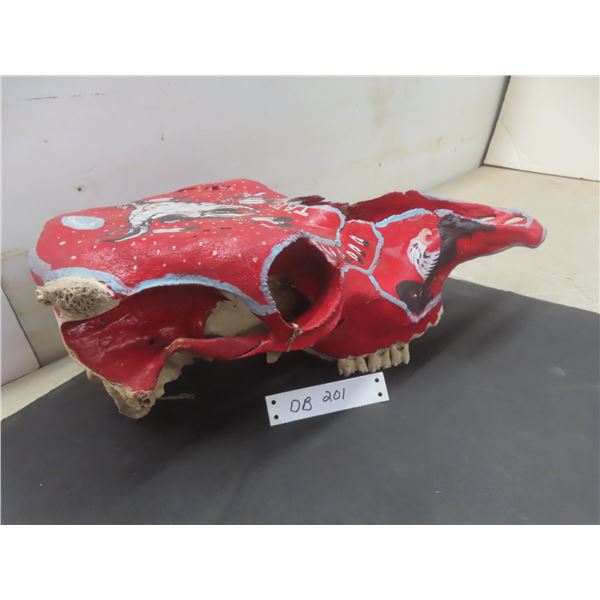 Hand Painted Bovine Skull, 6 1/2" x 19" x 9"