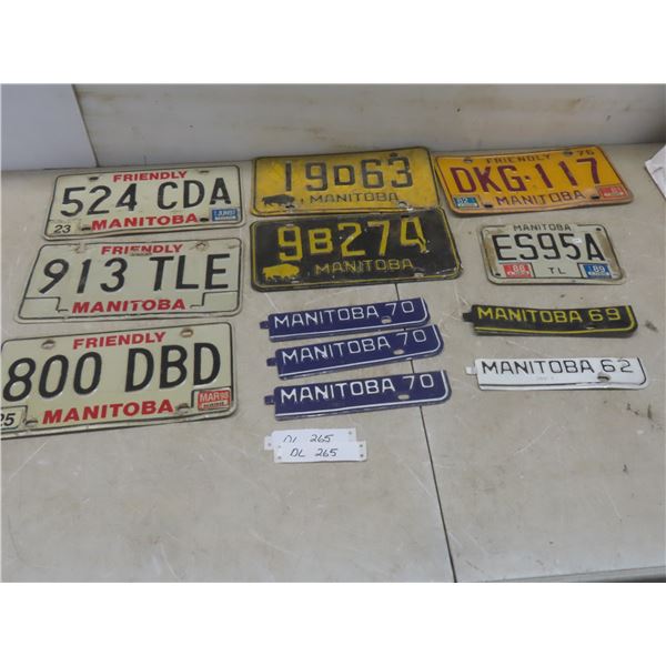 6 Manitoba License Plates, Trailer Plate, and 6 Tags