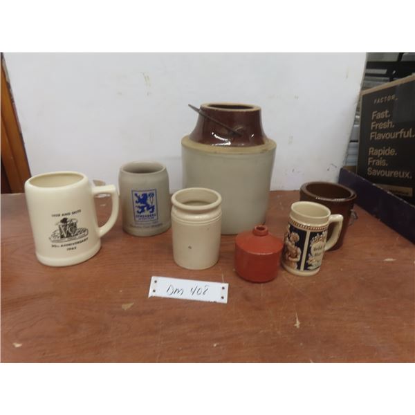 Stoneware Crocks, Steins, and More