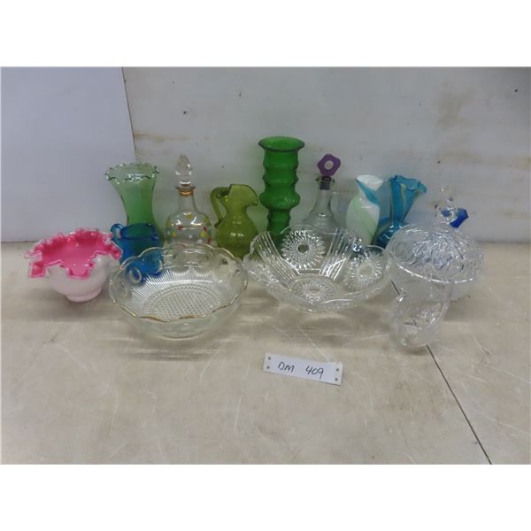 Vases, Art Glass, Creamer, Crystal Candy Dish with Lid, Serving Bowls, and More