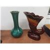 Image 2 : Ceramic Tiger, Blue Mountain Vase, MCM Black Rooster with Gold Details, and Ceramic Horn