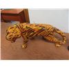 Image 6 : Ceramic Tiger, Blue Mountain Vase, MCM Black Rooster with Gold Details, and Ceramic Horn