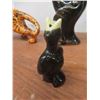 Image 8 : Ceramic Tiger, Blue Mountain Vase, MCM Black Rooster with Gold Details, and Ceramic Horn