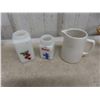 Image 13 : 2 Thermoses, Meat Grinder, Juicer, Milk Glass, Casserole Dish with Wicker Holder, and More