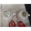 Image 3 : 2 Thermoses, Meat Grinder, Juicer, Milk Glass, Casserole Dish with Wicker Holder, and More