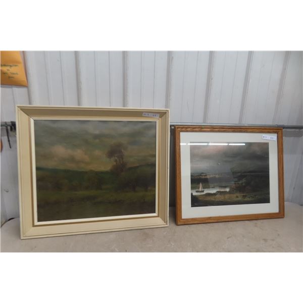2 Framed Pictures, Largest 24" x 28"