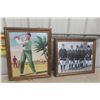 Image 1 : Antique Framed Folk Art Picture and Fox Hunt Needlework 19" x 23"