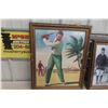 Image 2 : Antique Framed Folk Art Picture and Fox Hunt Needlework 19" x 23"