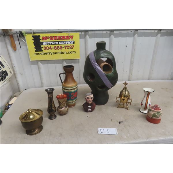 Vases, Ornaments, Some Brass, Pottery, and More