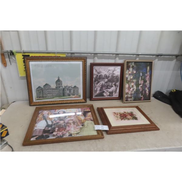 5 Pictures with Nice Frames, Largest 18" x 22"