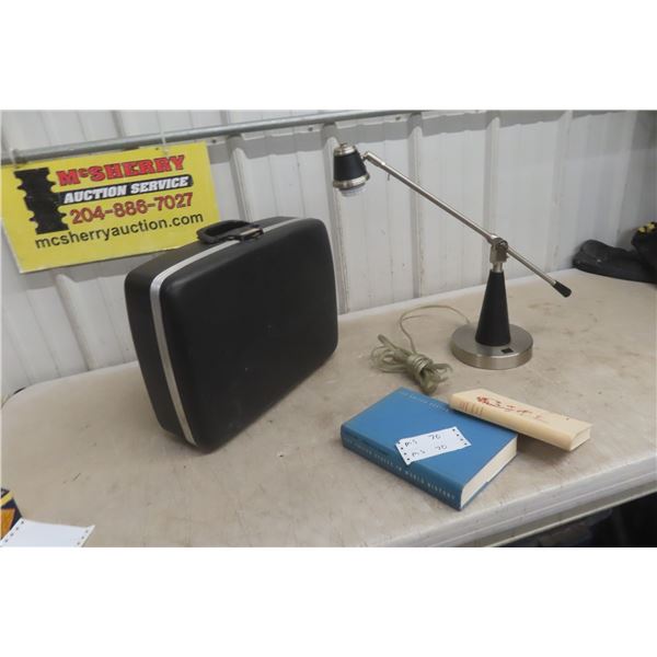 Desk Lamp, Typewriter, 2 Hardcover Books:  USA in World History +