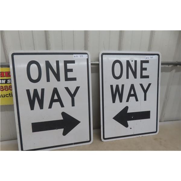 2 One Way Traffic Signs 18" x 24"