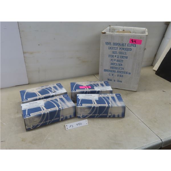 New 10 Boxes Vinyl Powdered Gloves, Size Small, 100 per Box