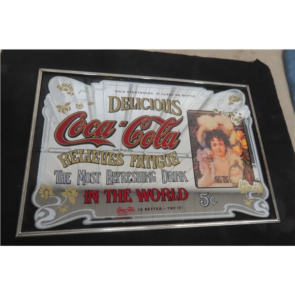 Coca-Cola Mirrored Advertisement 12" x 18"