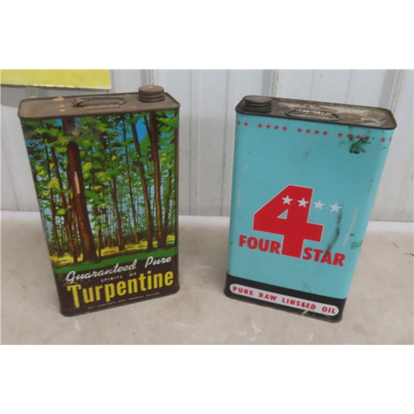 2 x One-Gallon Cans of Turpentine and Linseed Oil