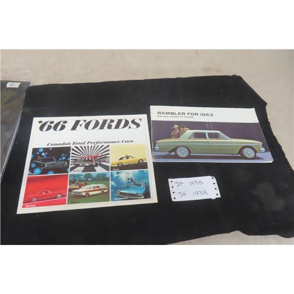 2 Vintage Car Brochures: 1963 Rambler and 1966 Ford