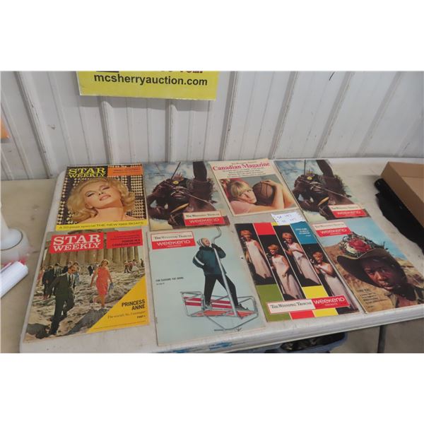 8 1960s Winnipeg Tribune and Star Weekly Magazines, All with Hockey Articles and Photos