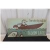 Image 1 : Falcon Lake "Come Where They Really Bite" Wooden Sign, 11" x 23.5"