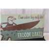Image 3 : Falcon Lake "Come Where They Really Bite" Wooden Sign, 11" x 23.5"