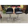 Image 6 : Vintage Upholstered and Arborite Bar with Shelves &  2 Swivel Bar Stools