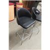 Image 8 : Vintage Upholstered and Arborite Bar with Shelves &  2 Swivel Bar Stools