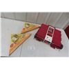Image 1 : Two New 2-Packs of Oak-Patterned Corner Shelves and New Collapsible Portable Red File Cart on Wheel