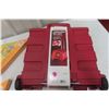 Image 2 : Two New 2-Packs of Oak-Patterned Corner Shelves and New Collapsible Portable Red File Cart on Wheel