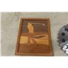 Image 3 : Vintage Framed Wood Inlay Golfer Art, Home Depot Saw Blade Clock