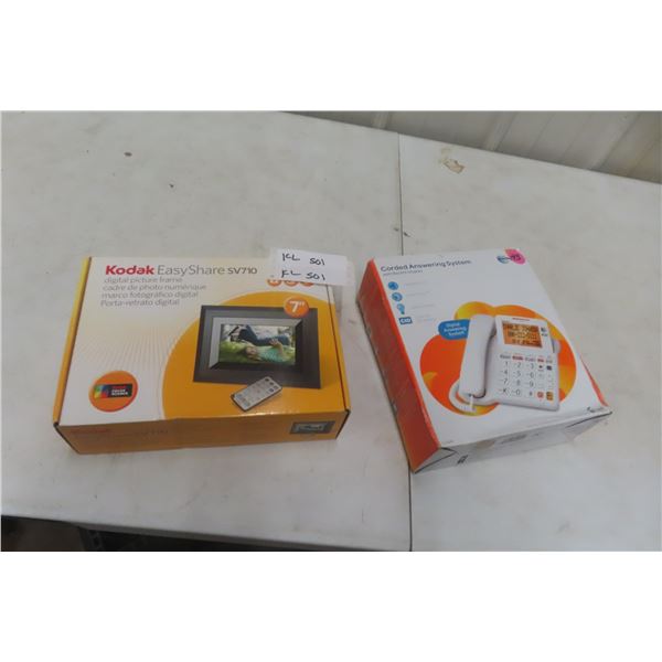 New Large Display Corded Phone with Answering Machine and New Kodak 7" Digital Picture Frame