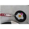Image 5 : Two New T-FAL Fry Pans (One 11.5", One 8"), One New Egg Fry Pan, and One Gently Used Deep Wok Fry P