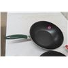 Image 6 : Two New T-FAL Fry Pans (One 11.5", One 8"), One New Egg Fry Pan, and One Gently Used Deep Wok Fry P