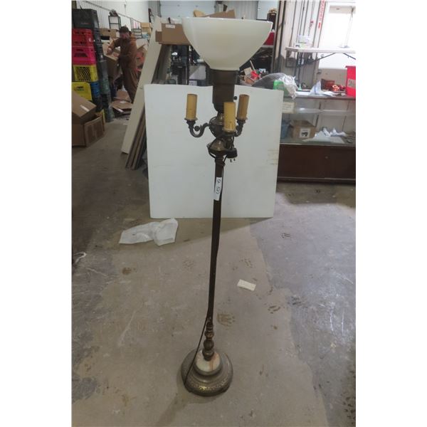 Floor Torch Lamp w/ Milk Glass Shade
