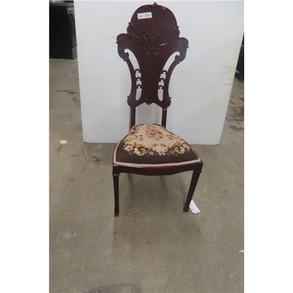 Antique Fancy Petit Point Seat