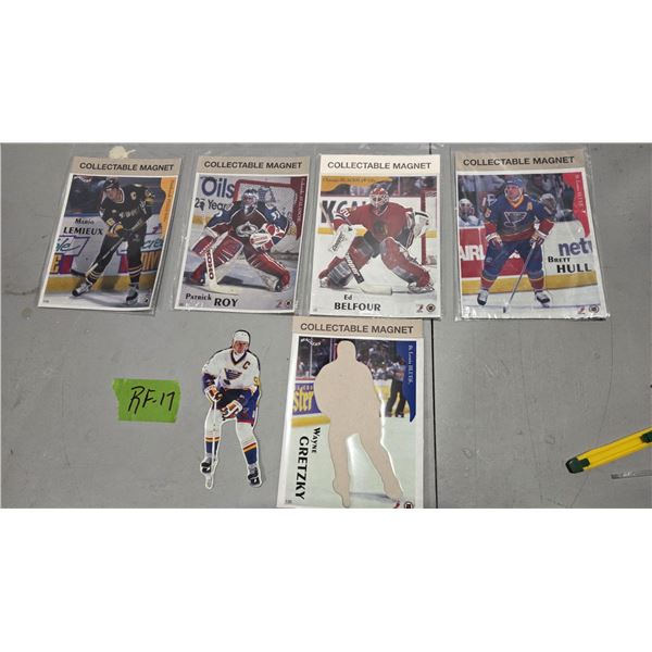 5 Collectible Magnetic NHL Photos .5": Mario Lemieux, Ed Belfour, Patrick Roy, Wayne Gretzky, and B