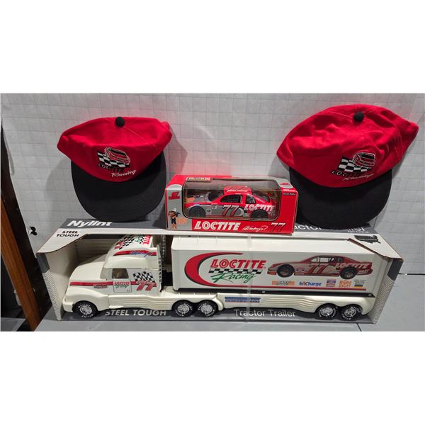 24" Nylint Racing Hauler Semi with #77 Loctite Racing Car and 2 Loctite Racing Caps